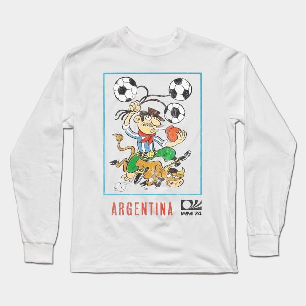 Argentina / 70s Vintage-Style Soccer Fan Design Long Sleeve T-Shirt by DankFutura